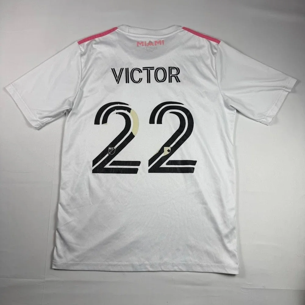 Adidas Inter Miami CF Victor 22 Soccer Jersey White Pink Mens Medium Aeroready